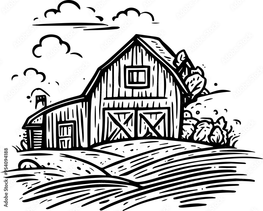 Village farm house vector illustration Village farm house vector illustration