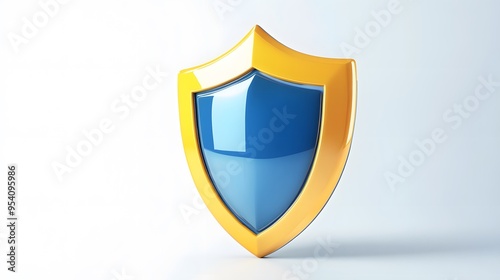 Free Download Shield depicting protection. shield 3d icon. Protection, defense and security concept symbol: yellow and blue shield on isolated on white background - GFXLoad