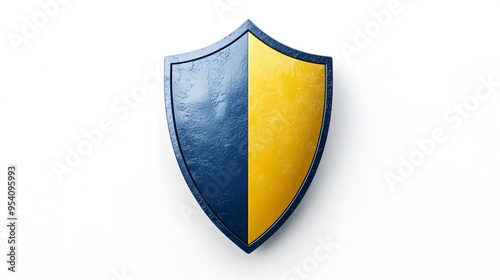 Free Download Shield depicting protection. shield 3d icon. Protection, defense and security concept symbol: yellow and blue shield on isolated on white background - GFXLoad