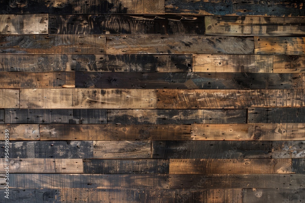 A wooden wall with a lot of burn marks and a dark brown color A wooden wall with a lot of burn marks and a dark brown color
