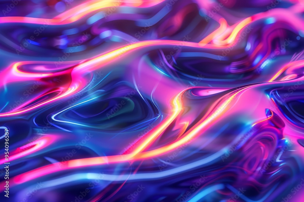 A colorful, abstract painting with a purple and blue background A colorful, abstract painting with a purple and blue background