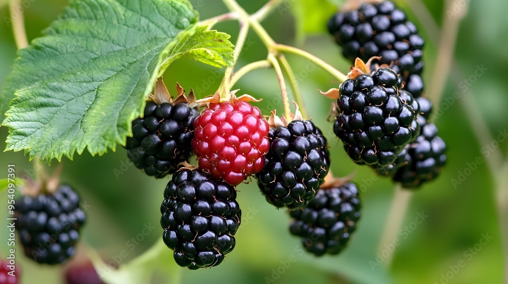 blackberry grows on a tree in the harvest garden blackberry grows on a tree in the harvest garden