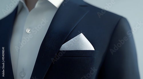 Minimalist folded pocket square mockup for classic suit