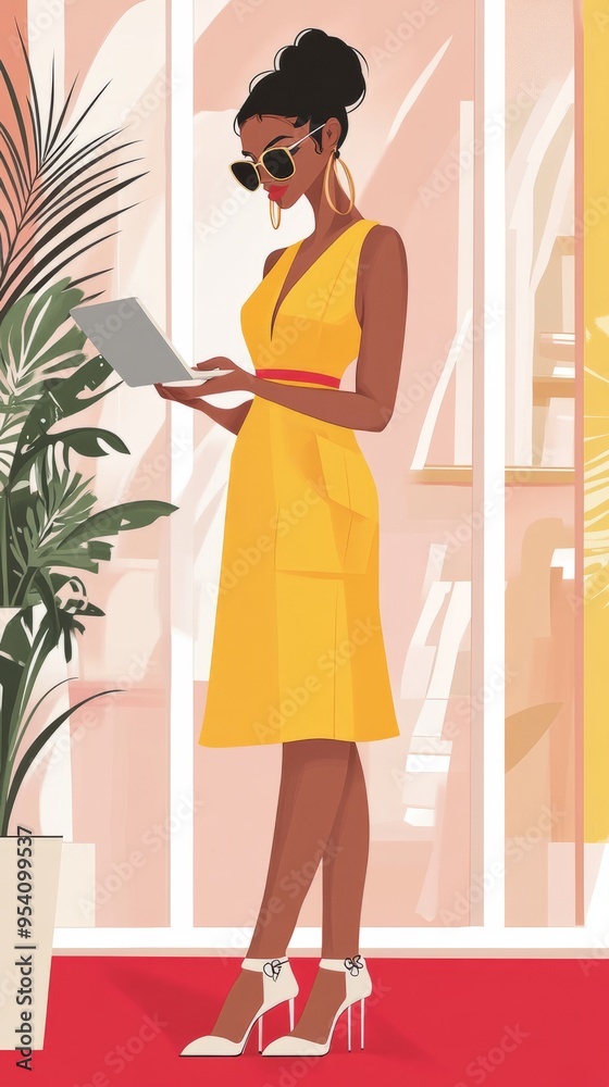 Fashionable woman doing online shopping Fashionable woman doing online shopping