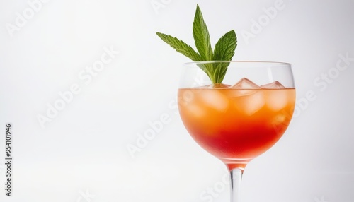 Mint Cocktail on white background: A cool cocktail with mint and ice is the perfect drink for a hot summer day