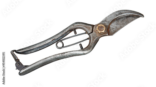 Old rusty granny's pruning shears on a transparent isolated background png
