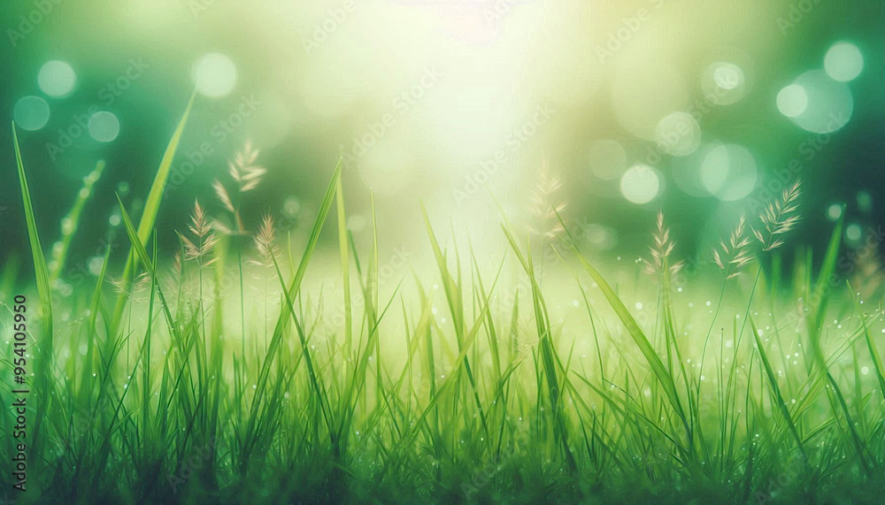 Fresh green grass front view in blur bokeh nature background in sunny summer day Fresh green grass front view in blur bokeh nature background in sunny summer day