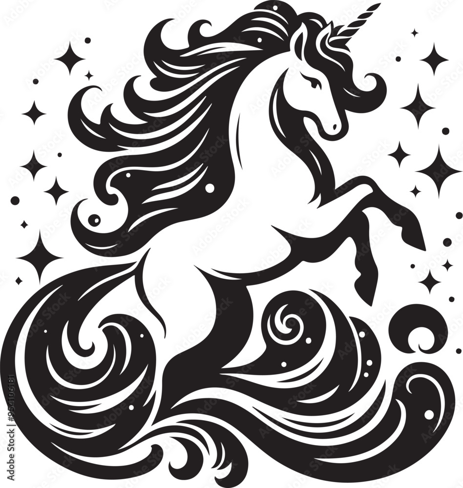 Unicorn Silhouette Vector Art illustration Unicorn Silhouette Vector Art illustration