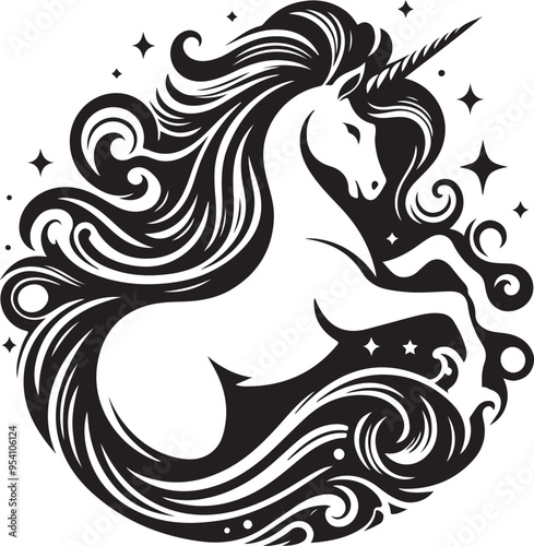 Wallpaper Mural  Unicorn Silhouette Vector Art illustration Torontodigital.ca