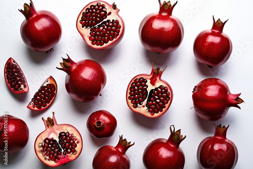 Nutritious Pomegranate Collection Isolated on White Background for Health Graphics