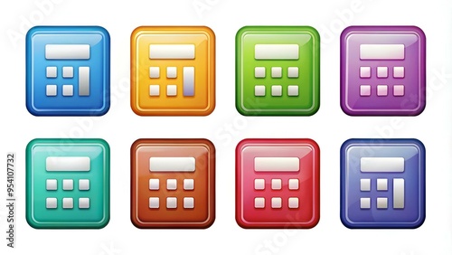 Iconos de colores con símbolo de una calculadora