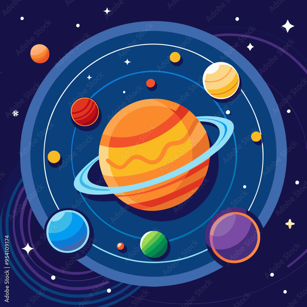 illustration of the moon and planets illustration of the moon and planets