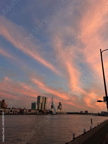 city skyline, rotterdam erasmusbridge photo