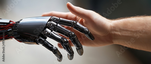 Plakat Automation in cyborg systems, visualizing how cybernetic enhancements can autonomously augment human capabilities