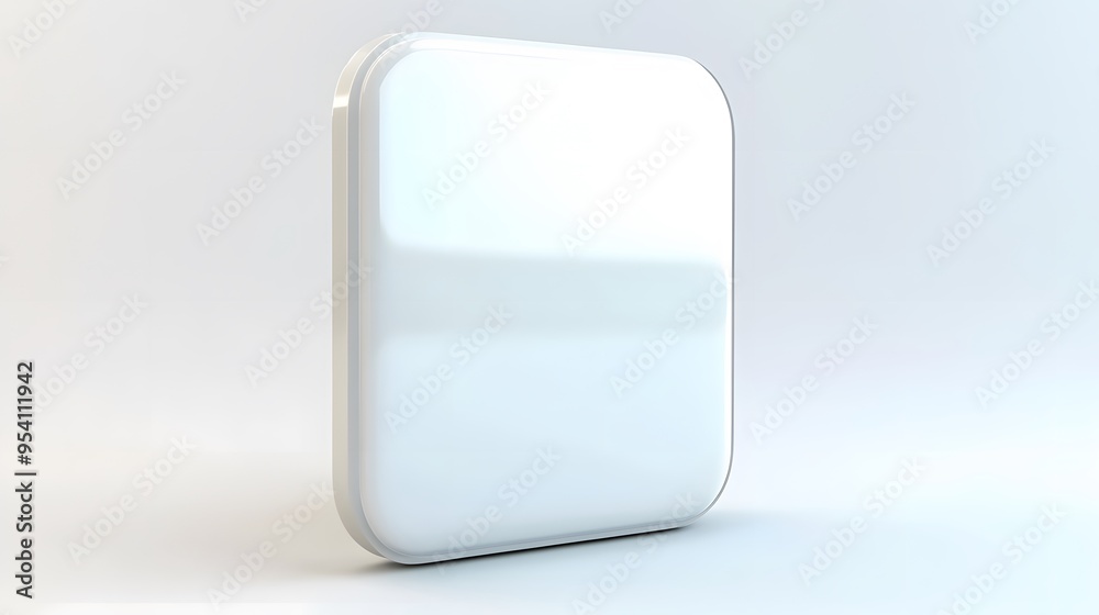 Blank Mobile application icon, button - solid square with round corners. 3d rendering, white background Blank Mobile application icon, button - solid square with round corners. 3d rendering, white background
