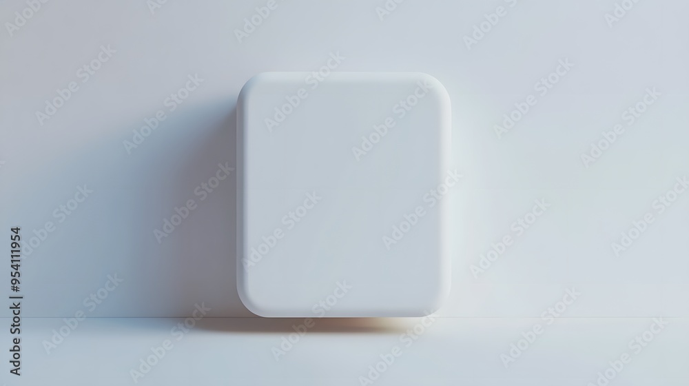 Blank Mobile application icon, button - solid square with round corners. 3d rendering, white background Blank Mobile application icon, button - solid square with round corners. 3d rendering, white background