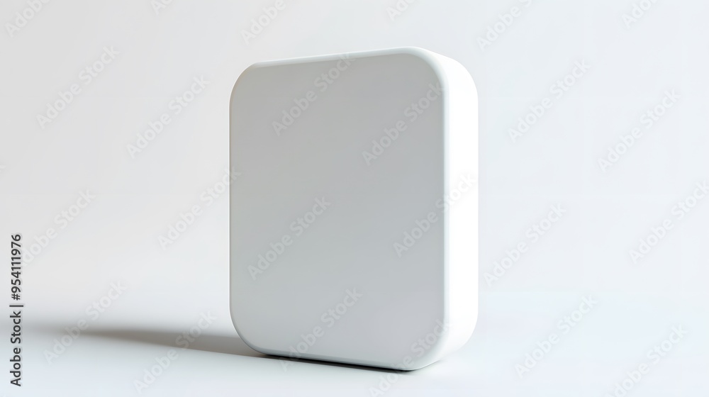 Blank Mobile application icon, button - solid square with round corners. 3d rendering, white background