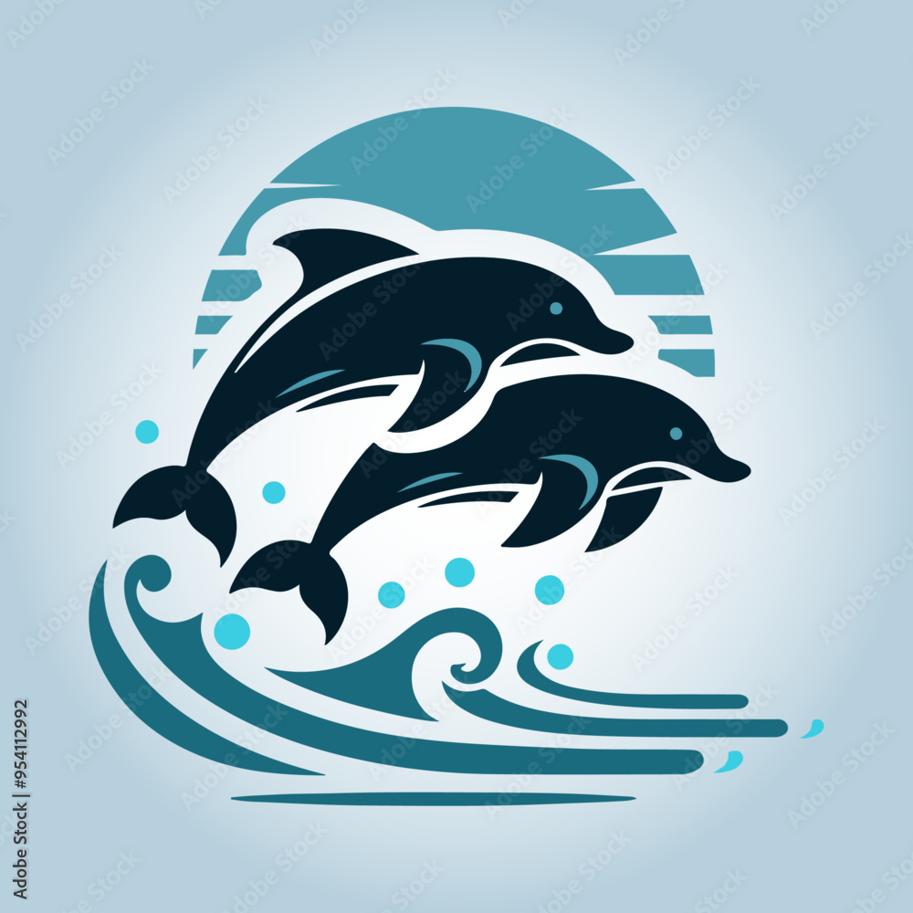 Fototapeta premium Dolphin Silhouette design, aquatic sea mammal 
