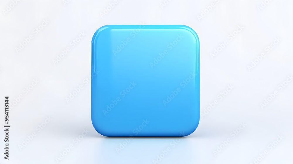 Blank Mobile application icon, button - blue square with round corners. 3d rendering, white background
Blank Mobile application icon, button - blue square with round corners. 3d rendering, white background