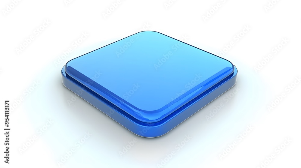 
Blank Mobile application icon, button - blue square with round corners. 3d rendering, white background