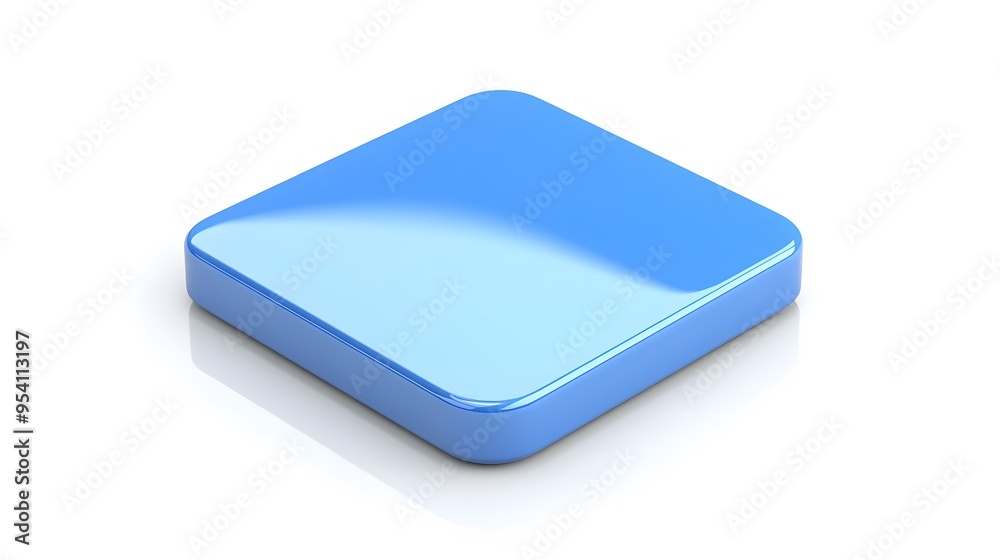 Blank Mobile application icon, button - blue square with round corners. 3d rendering, white background
Blank Mobile application icon, button - blue square with round corners. 3d rendering, white background