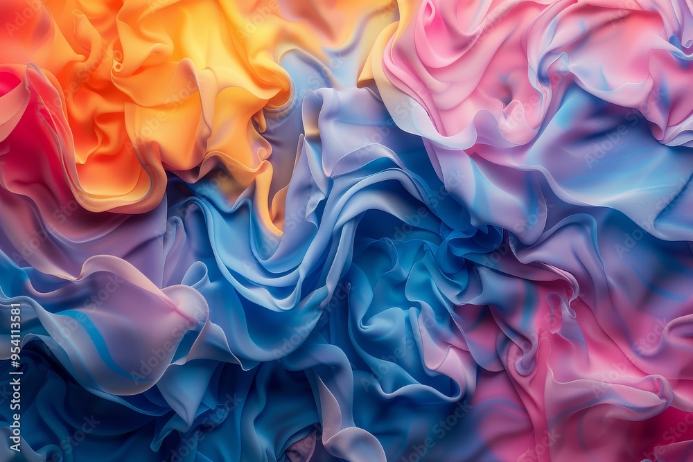 Fototapeta premium Colorful abstract swirls of fabric in relaxing tones. Background