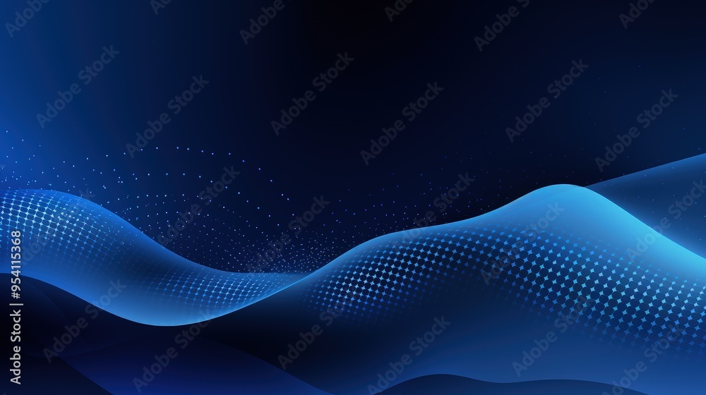Fototapeta premium A smooth gradient of blue waves with dotted patterns, creating a modern abstract design.