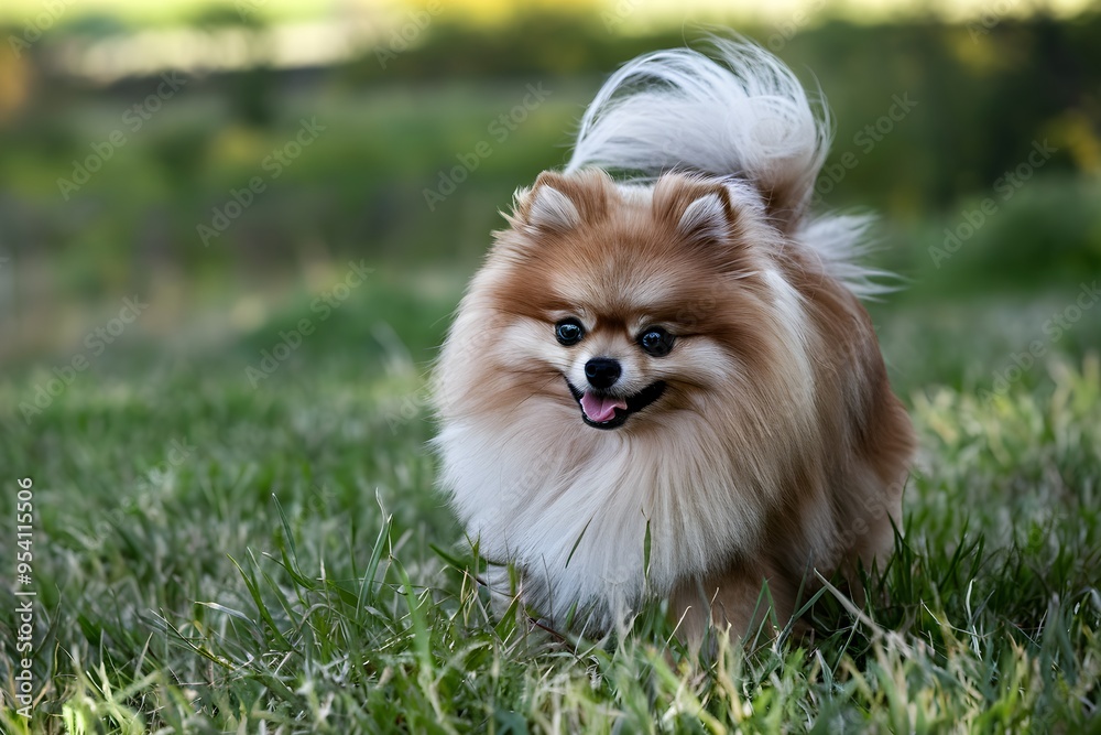 Pomeranian explores, curiosity leading enthusiastic investigation of every corner Pomeranian explores, curiosity leading enthusiastic investigation of every corner
