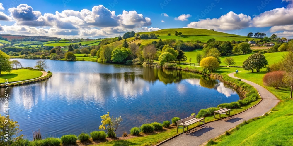 Glencull Waterside Park in Benburb, County Tyrone, Northern Ireland, features serene lakes, walking trails, and Glencull Waterside Park in Benburb, County Tyrone, Northern Ireland, features serene lakes, walking trails, and