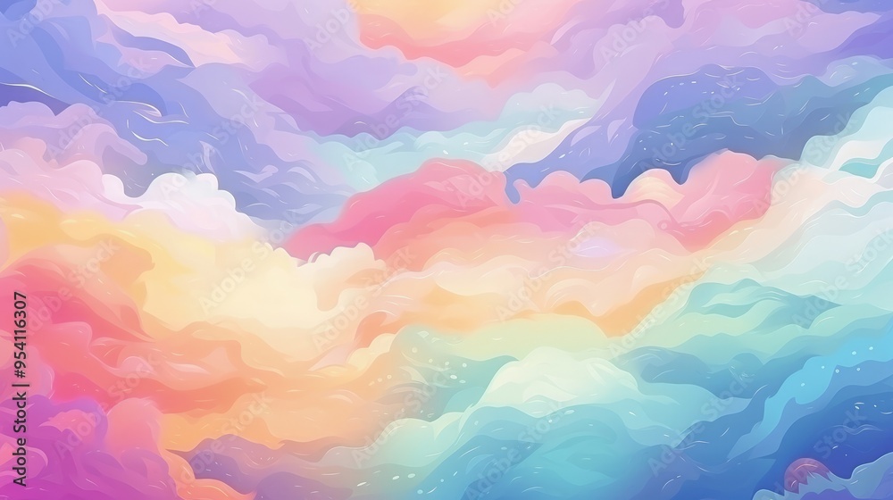 A vibrant abstract depiction of colorful clouds blending in soft pastel hues. A vibrant abstract depiction of colorful clouds blending in soft pastel hues.