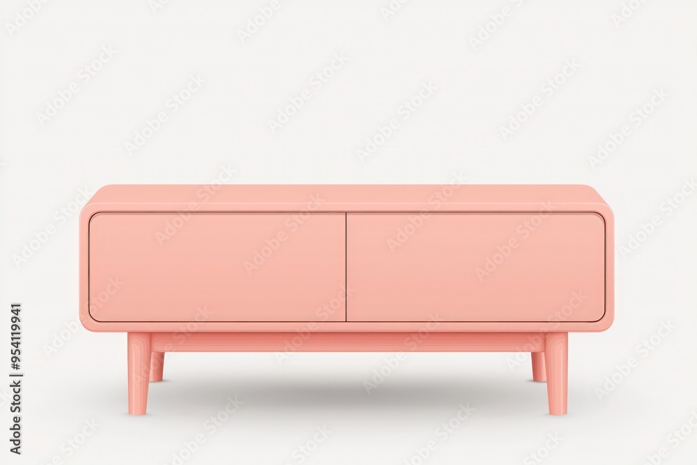 Realistic single vector of a soft pastel salmon TV stand, minimalist style. Realistic single vector of a soft pastel salmon TV stand, minimalist style.