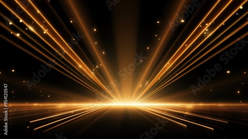 A vibrant abstract image featuring golden light rays radiating from a central point.