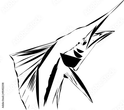 A modern outline of a jumping sailfish