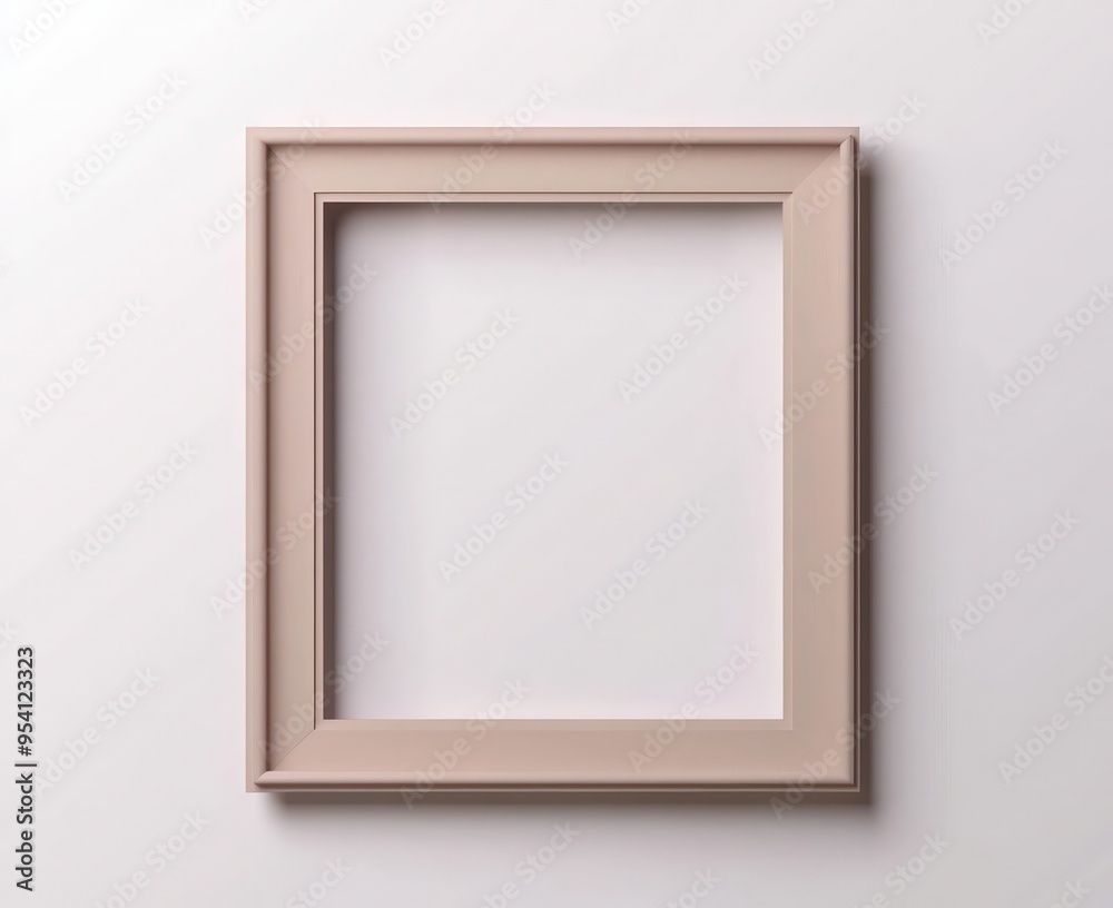 Soft pastel 3D illustration of a taupe picture frame, minimalist white backdrop. Soft pastel 3D illustration of a taupe picture frame, minimalist white backdrop.