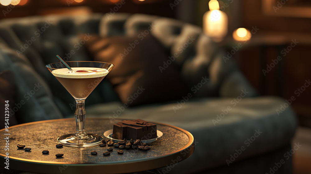 Fototapeta premium Espresso Martini Cocktail in a Stylish Lounge Setting 