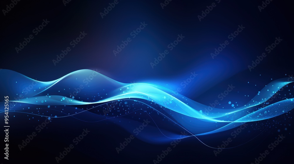 Smooth blue waves with light effects on a dark background, ideal for digital design. Smooth blue waves with light effects on a dark background, ideal for digital design.