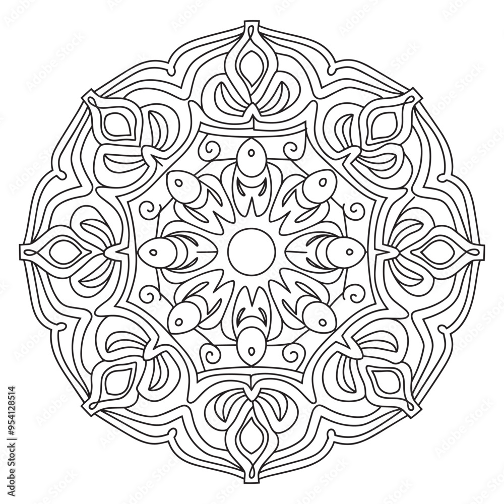 Vector creative luxury mandala line art design with white background Vector creative luxury mandala line art design with white background