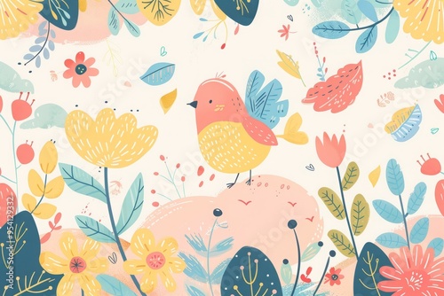 The children's illustration style features colorful patterns with dreamy illustrations, creating an overall soft color scheme.