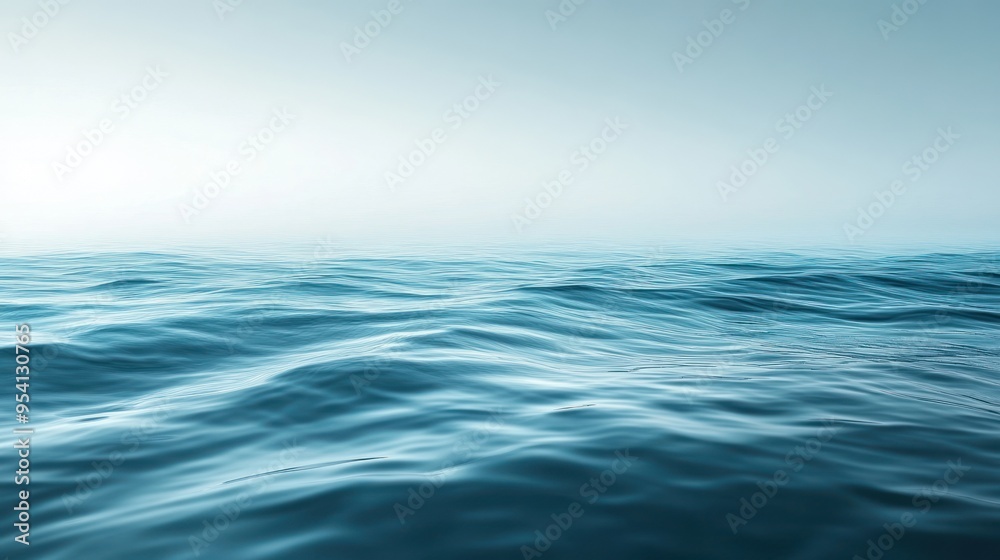 Calm Blue Ocean Waves with a Hazy Sky Calm Blue Ocean Waves with a Hazy Sky