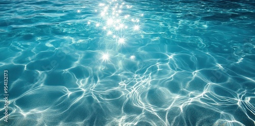 Abstract Turquoise Water with Sunbeams and Ripples