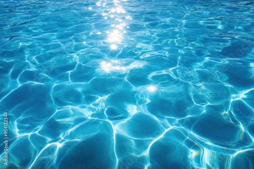 Sparkling Blue Water Surface With Light Reflections