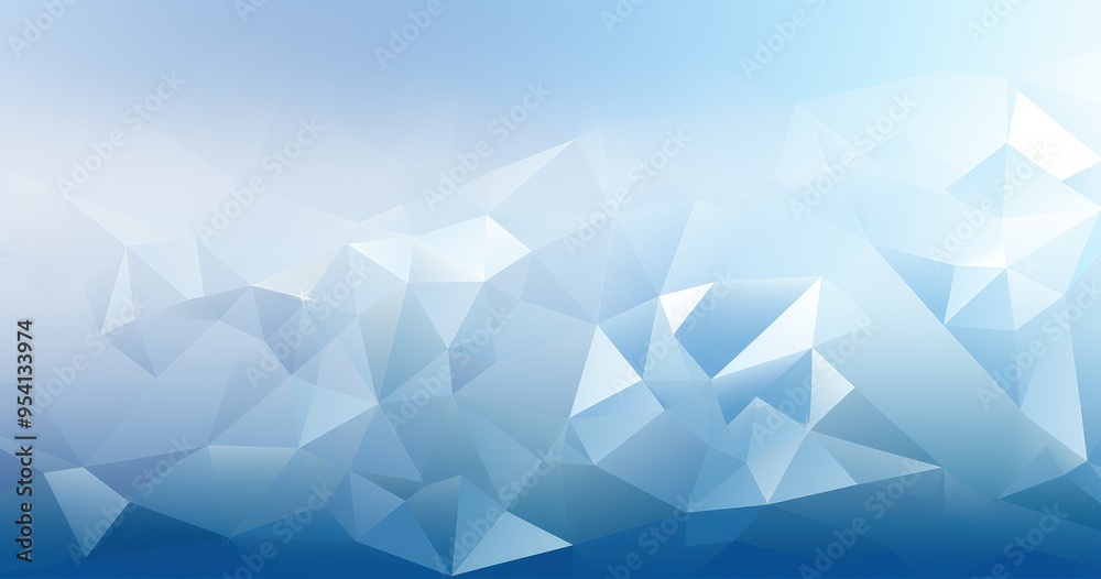 Obraz premium A soft blue abstract geometric background with triangular shapes and gradients.