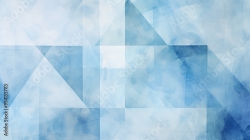 A soft, abstract design featuring shades of blue with geometric shapes and a translucent effect.