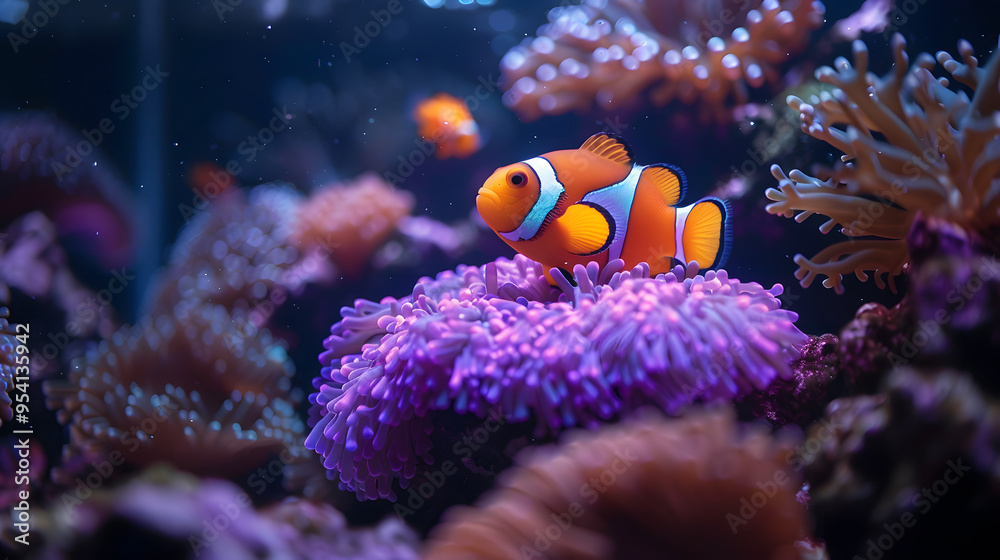 Fototapeta premium A breathtaking view of the deep blue sea with colorful fish and marine life