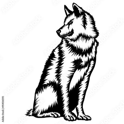 Sitting Greenland Dog