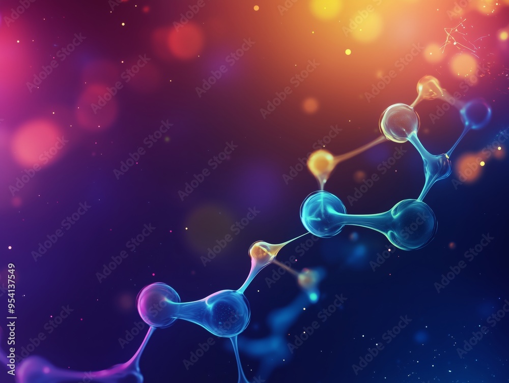 Obraz premium Abstract Science atoms and molecules. View of Human Genome Structure on Dark Background