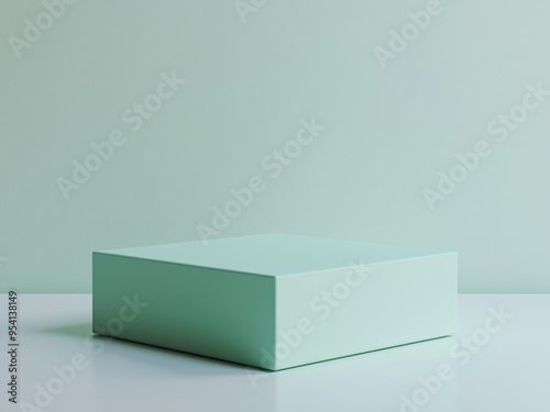 Mint Color Podium - box, green, minimalist, square, simple, pastel, clean, empty, modern, design, plain, surface, object, product, display, background, isolated