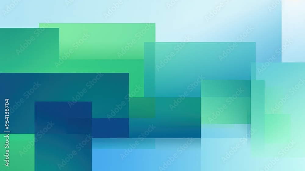 Abstract composition of overlapping green and blue rectangles creating a modern design. Abstract composition of overlapping green and blue rectangles creating a modern design.