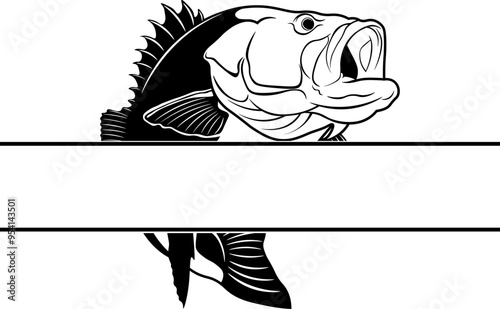 Split Monogram Fishing Logo Of Bass