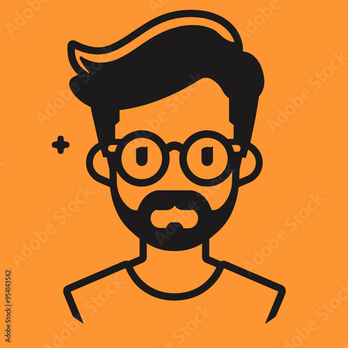Hipster man with beard and glasses icon. Vector illustration.